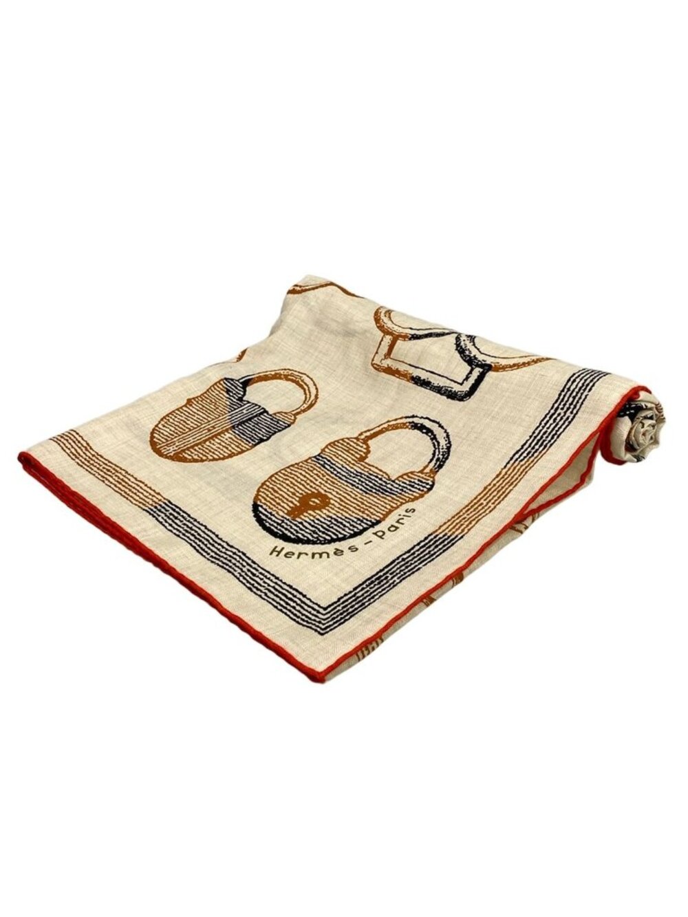 Hermes Shawl Carre 140 Gray Beige Light Brown Black Cashmere Silk Scarf